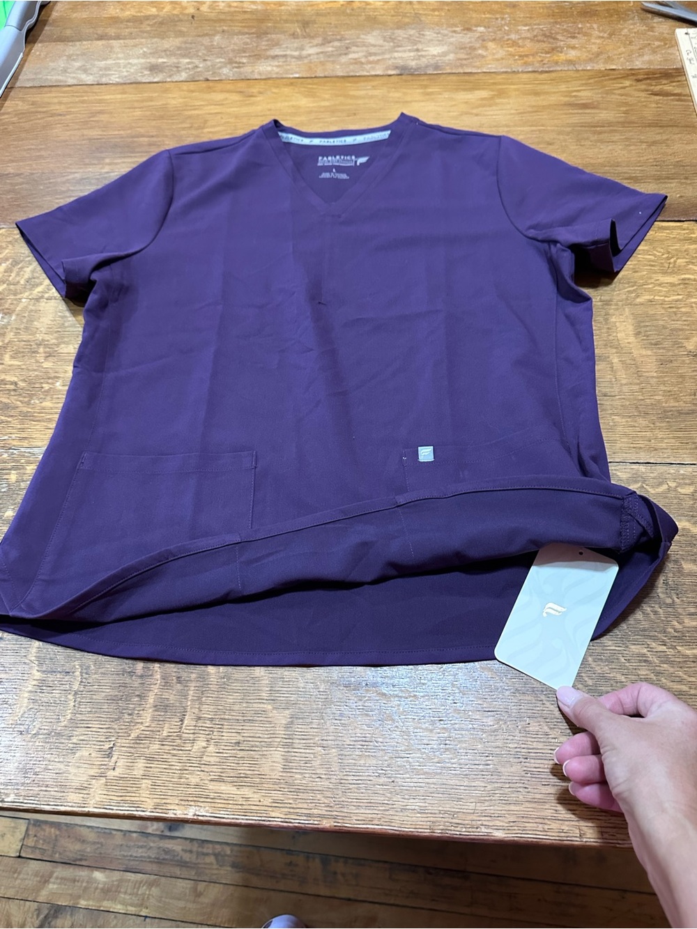 Fabletics NWT Women's Short Sleeve V-Neck scrub Top - Deep Purple